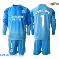 Camisa de time de futebol Real Madrid Thibaut Courtois #1 Goleiro Replicas 1º Equipamento Infantil 2025-26 Manga Comprida (+ Calças curtas)